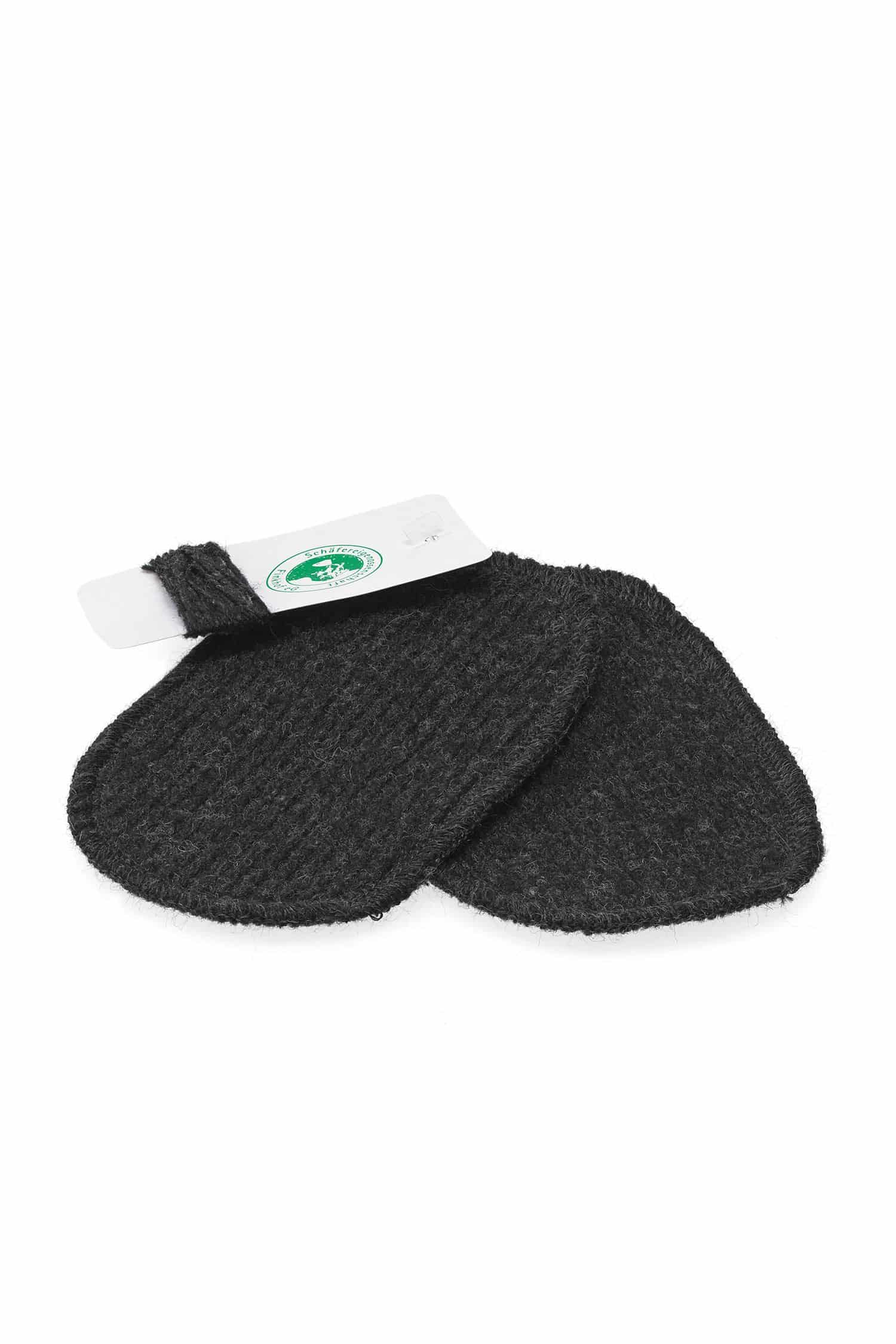 ein Paar dunkelgraue Ellenbogen Patches aus bio Wolle (kbT) vom Finkhof, Freisteller