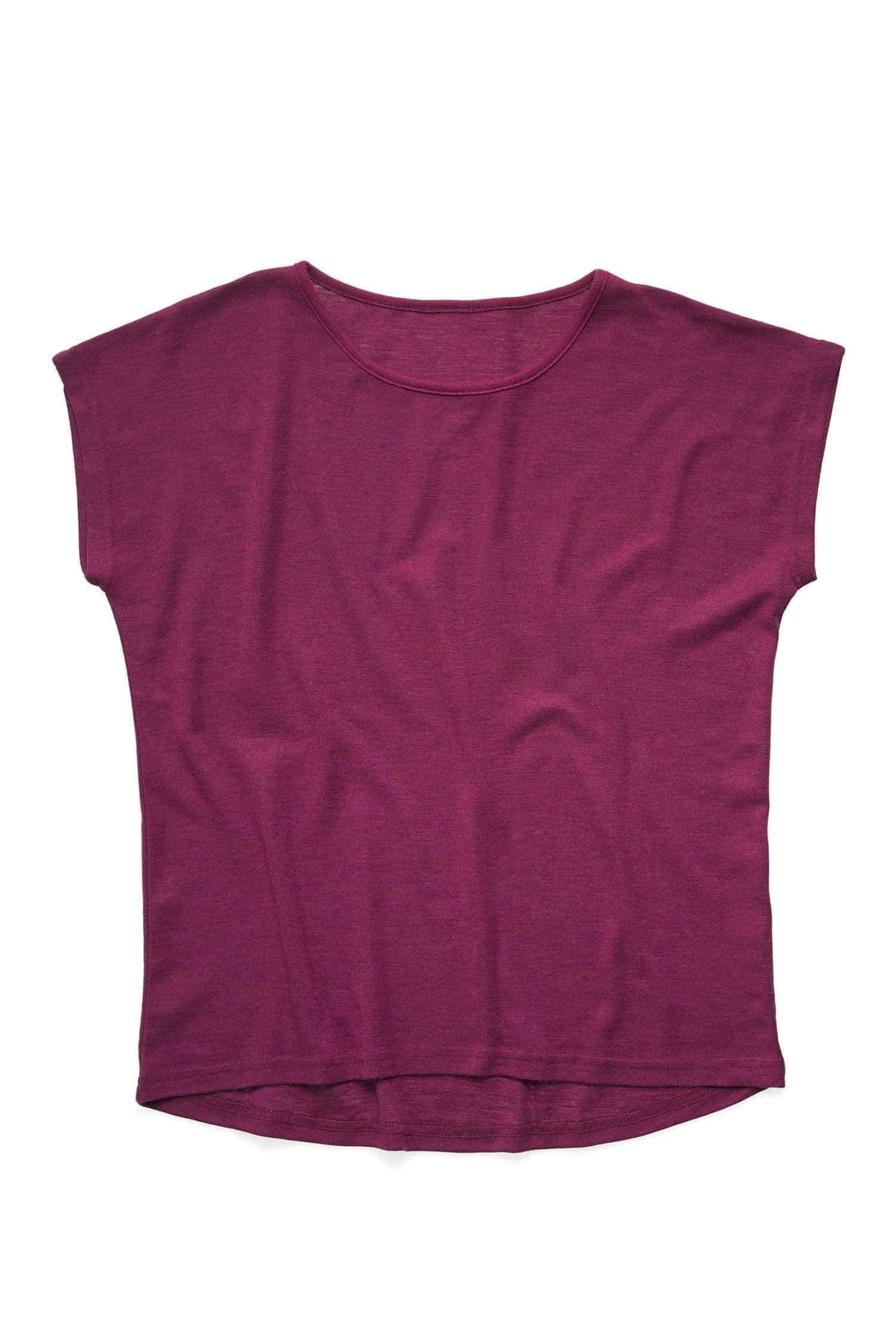 Brombeerpinkes Oversize-Shirt aus Bio-Wolle und Seide mit GOTS Zertifizierung, Freisteller