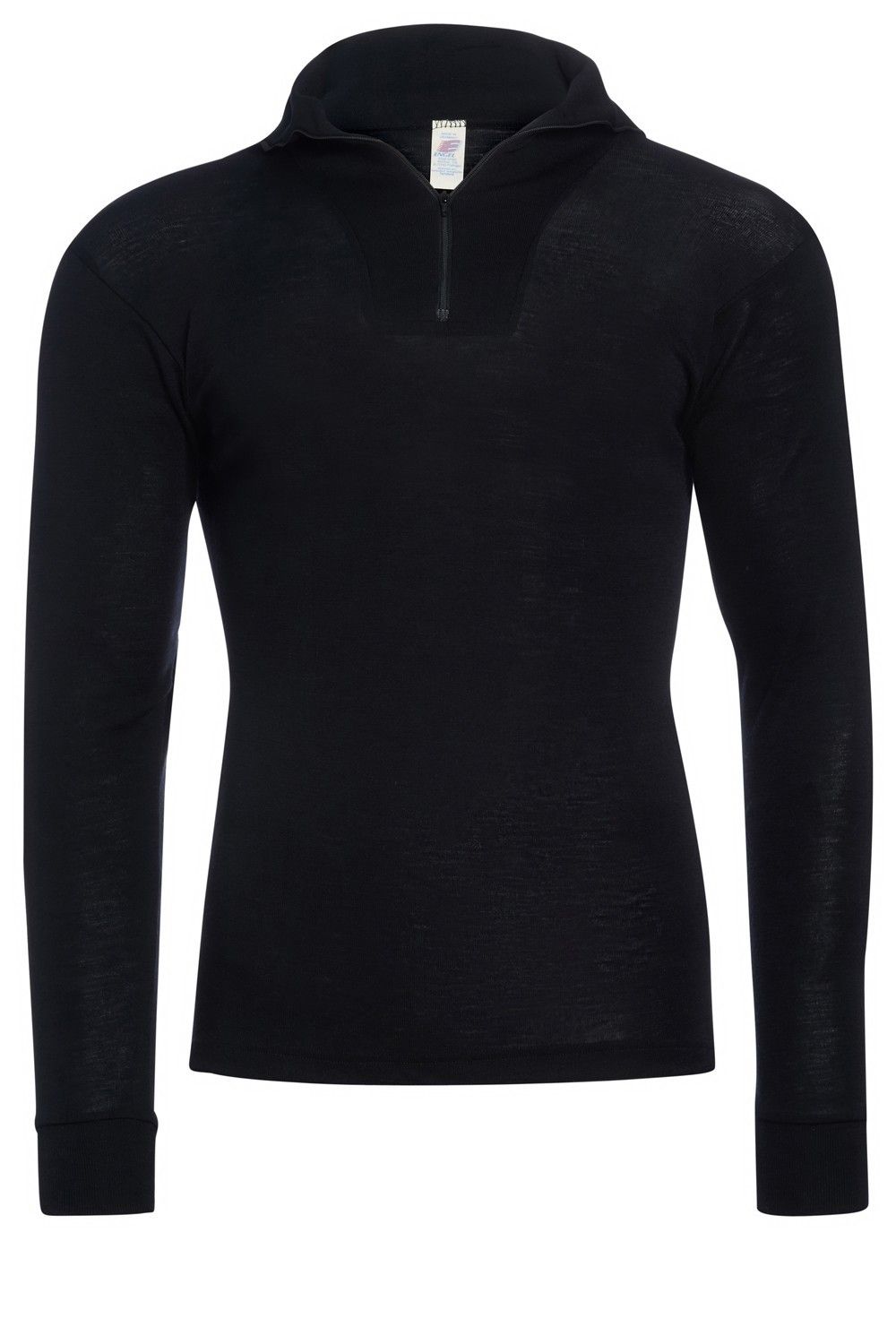 schwarzer Sportrolli aus bio Wolle (kbT) und Seide mit Reißverschluss für Männer, Freisteller