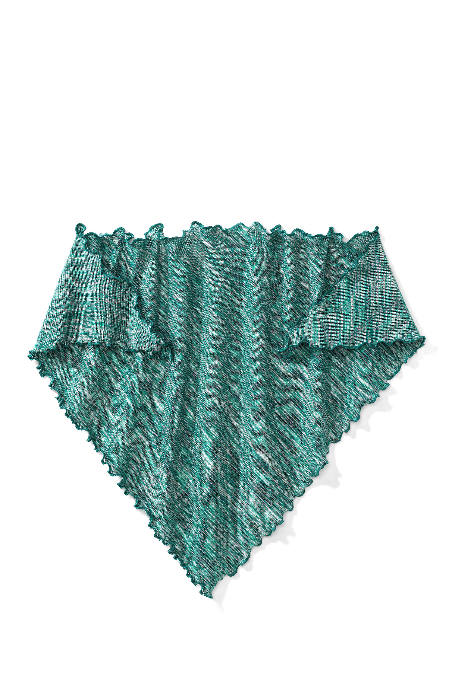 türkismeliertes Dreieckstuch aus bio Baumwolle (kbA) und bio Wolle (kbT), Freisteller