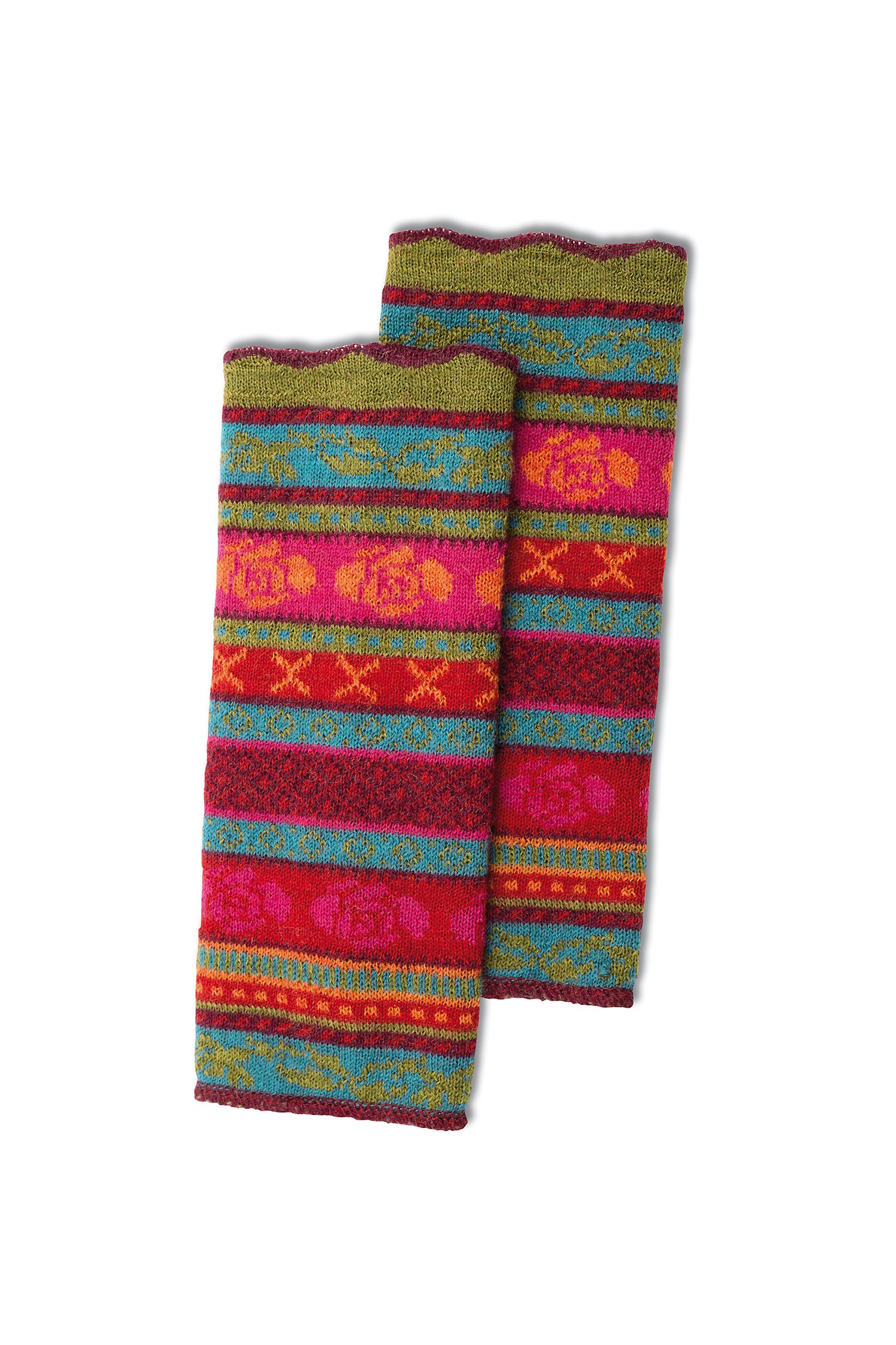 Paar gemusterte Armstulpen ,,Konfetti" aus bio Wolle (kbT), Freisteller