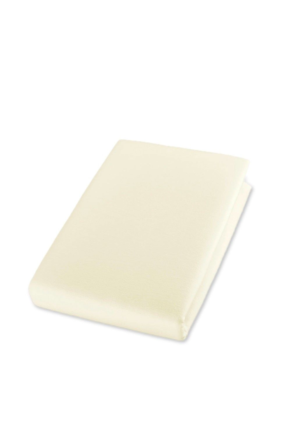 Biberspannlaken naturweiß 90 x 200 cm gefaltetes naturweißes Biber-Spannbettlaken aus bio Baumwolle (kbA), Freisteller