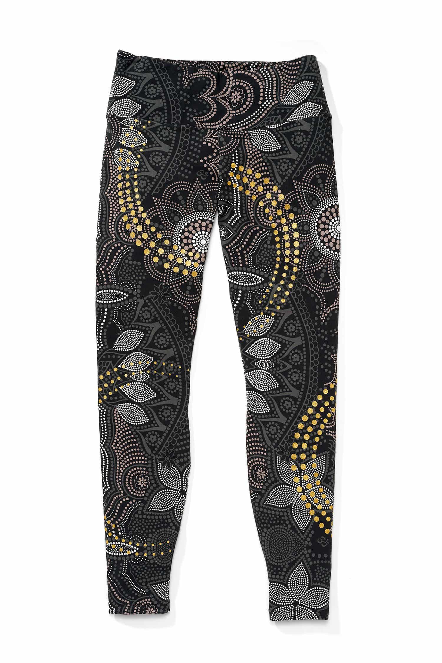 grau gemusterte metallic Yoga Leggings aus bio Baumwolle (kbA) und Elasthan, Freisteller