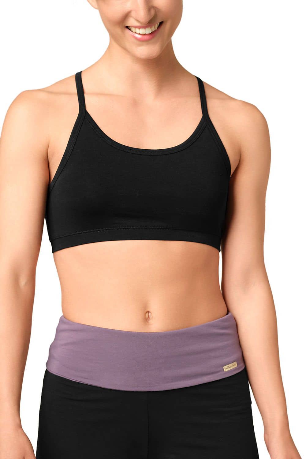 schwarzer Sportbustier aus bio Baumwolle (kbA) und Elasthan