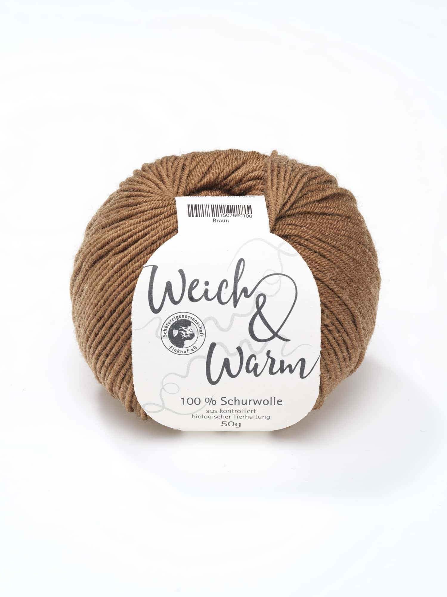 Merinowolle Weich & Warm braun Braune Merinowolle Weich und Warm vom Finkhof aus Bio-Wolle, Freisteller