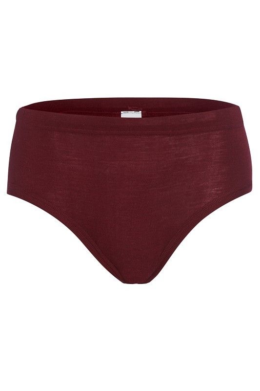 bordeauxroter Slip aus bio Wolle (kbT) und Seide, Freisteller von vorne