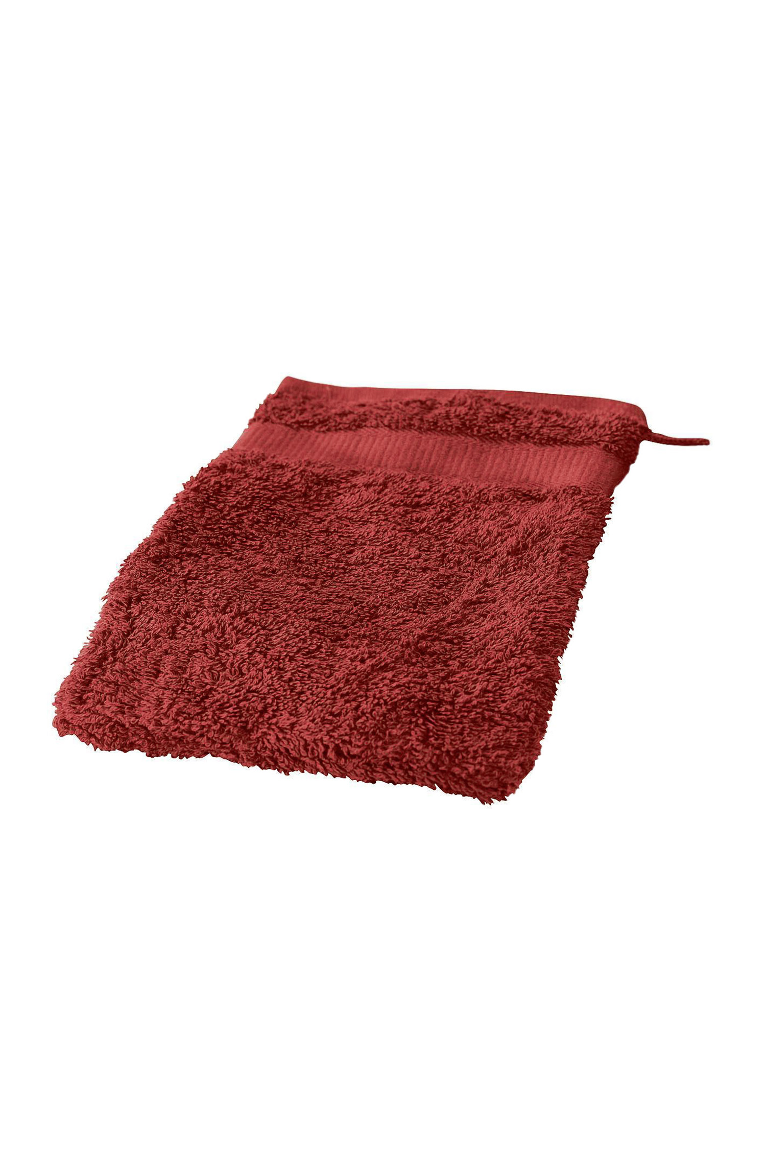 Waschhandschuh 16 x 21 cm aus reiner Bio-Baumwolle roter Waschhandschuh aus bio Baumwolle (kbA), Freisteller