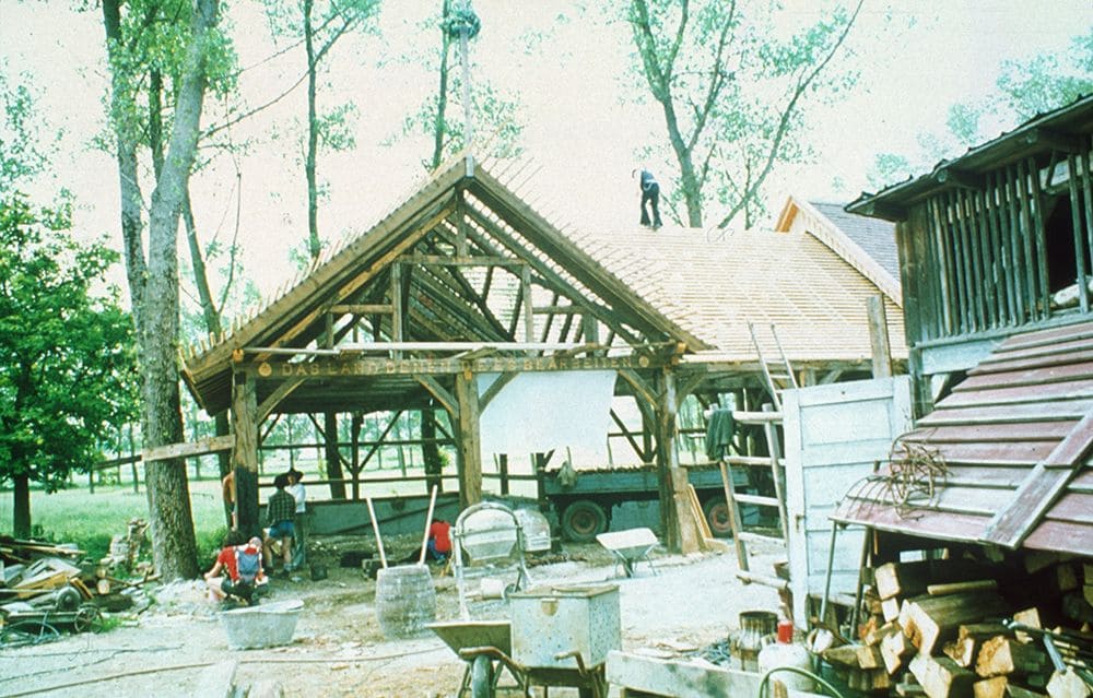 historisches Bild einer Baustelle auf dem Finkhof