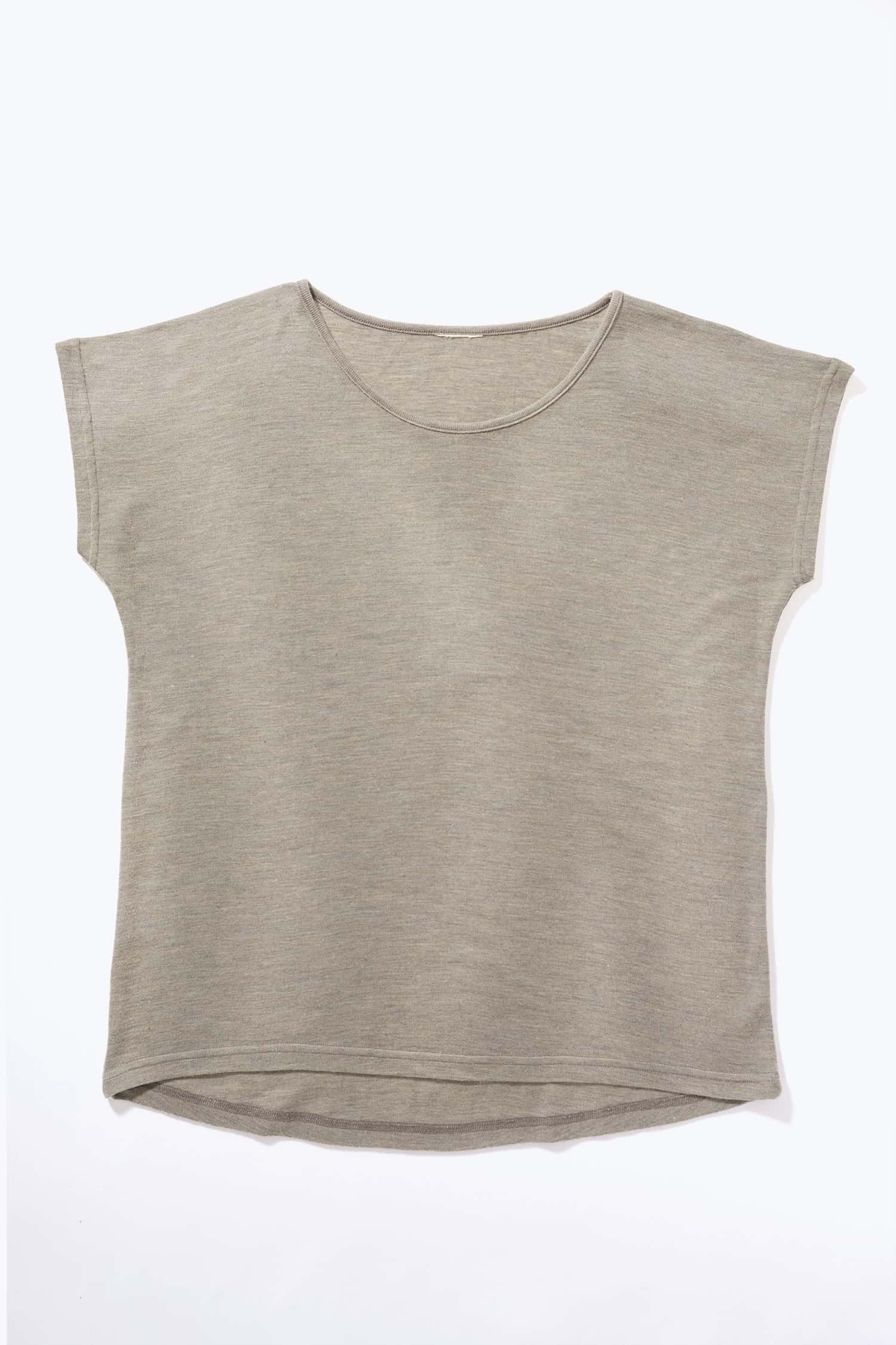 Damen-Oversize Shirt aus Wolle-Seide mit Bio-Fasern walnussbraunes oversized Shirt aus Bio-Wolle und Seide, Freisteller