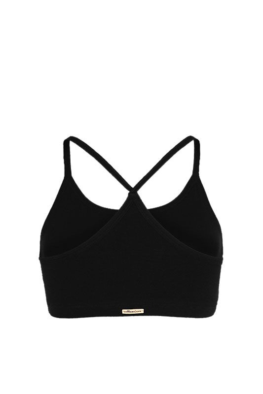 schwarzes Bustier aus bio Baumwolle (kbA) und Elasthan, Freisteller von hinten