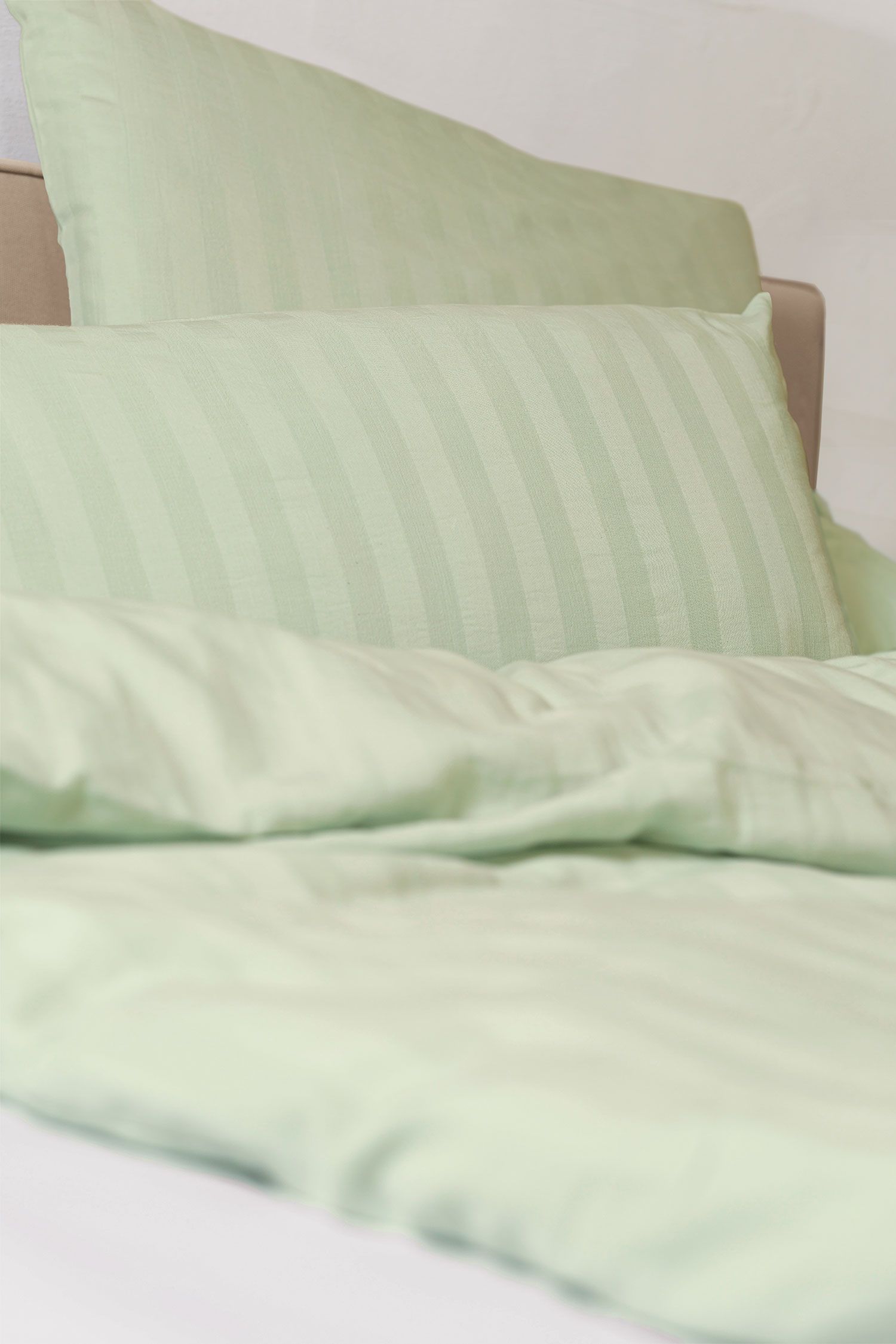 pastellgrüne Seesucker Bettwäsche aus bio Baumwolle (kbA)