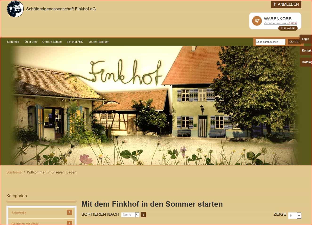 Screenshot von alter Finkhof Homepage