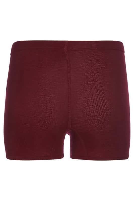 bordeauxrote Unterhose aus bio Wolle (kbT) und Seide, Freisteller von hinten
