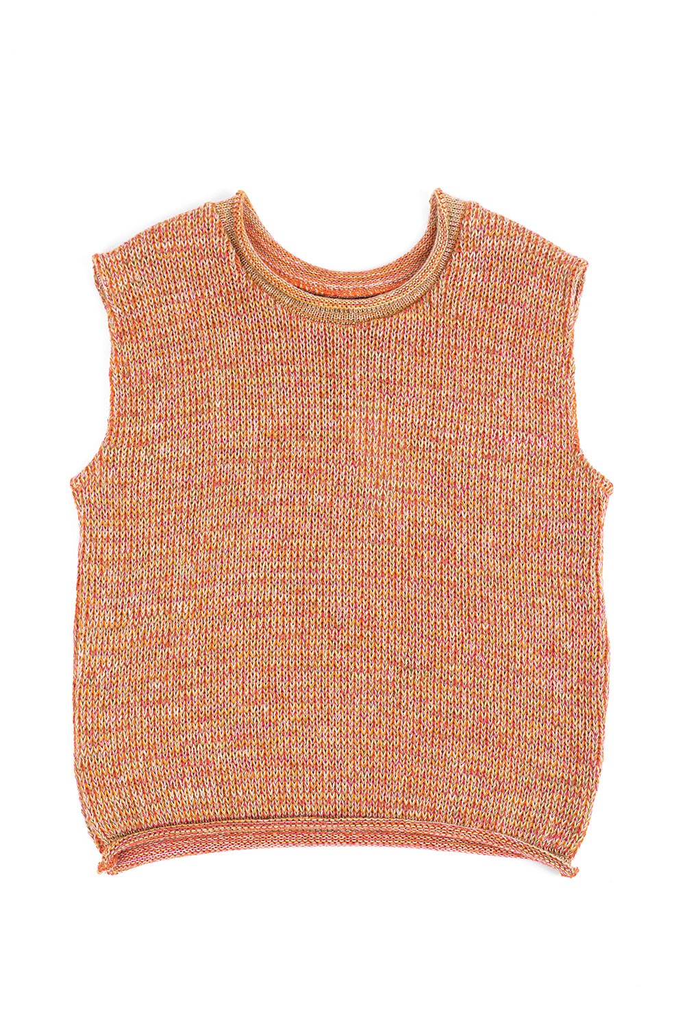 orangemelierter Pullunder aus bio Wolle (kbT), Freisteller