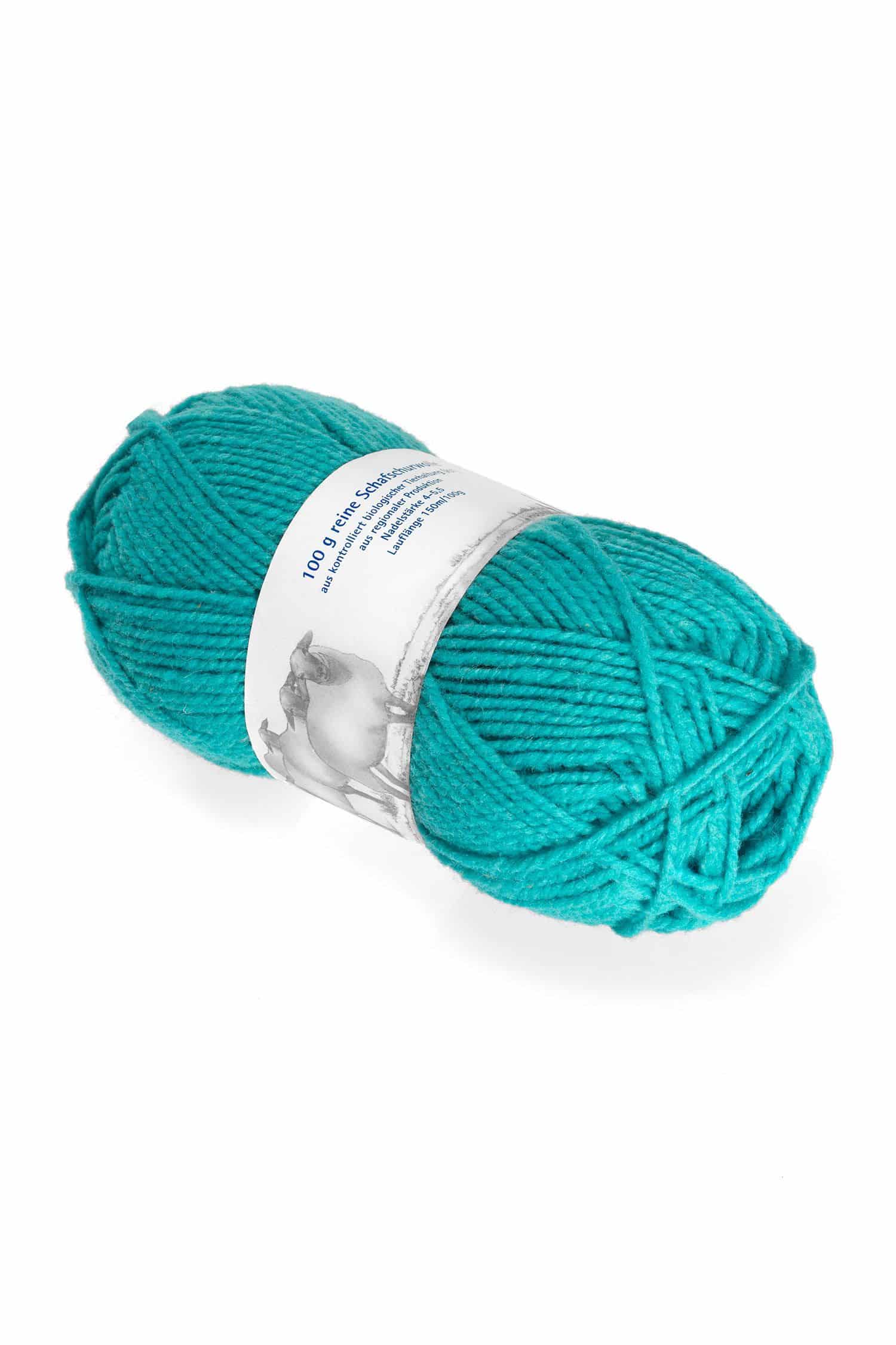 dünne Finkhof Merinowolle aus bio Wolle (kbT) in türkis, Freisteller