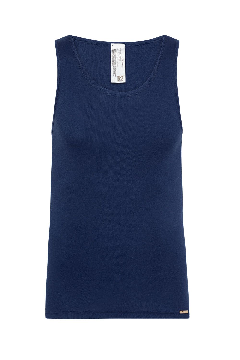 marineblaues Achselhemd aus bio Baumwolle (kbA), Freisteller von vorne