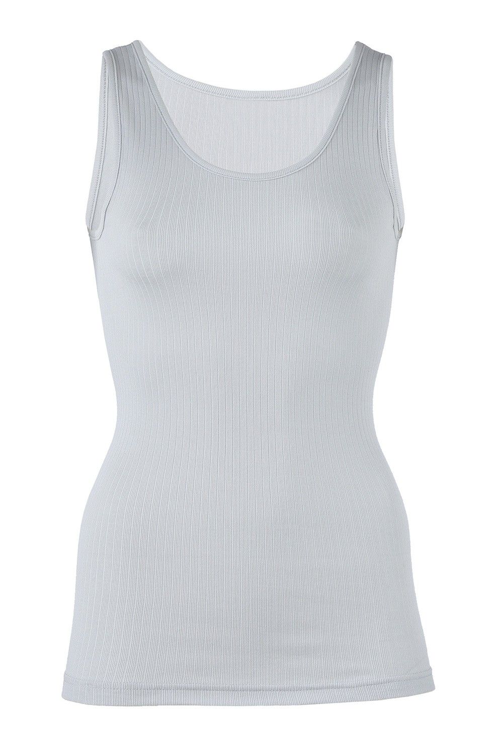 hellgraues Damen Achselhemd aus bio Baumwolle (kbA), Freisteller