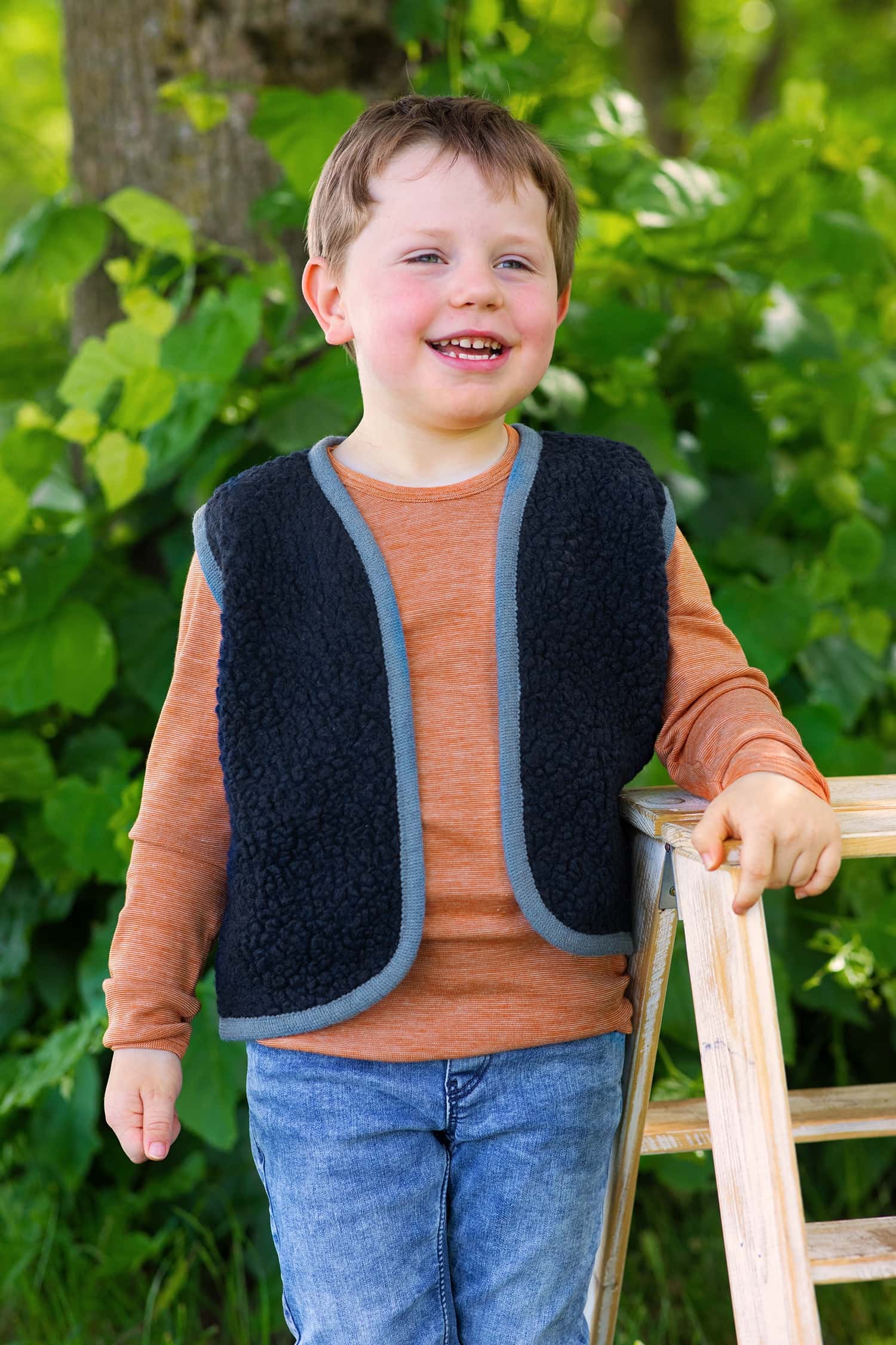 Wollplüsch-Kinder-Weste marine Gr. 86/92
