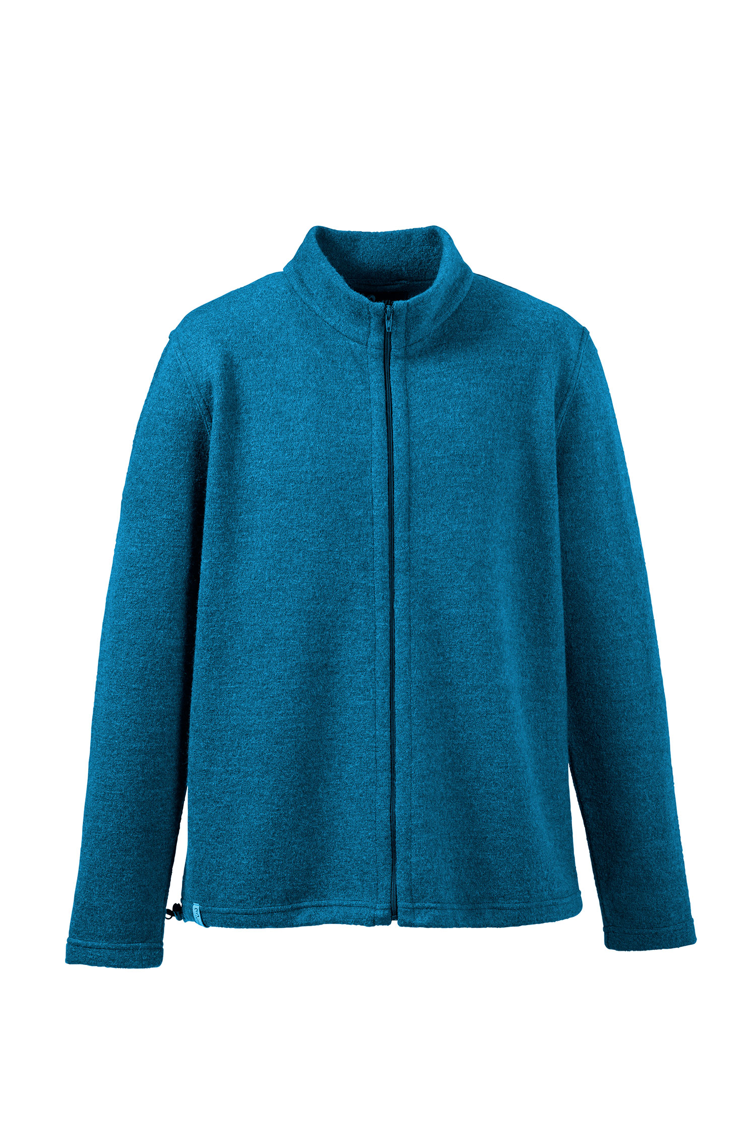 gewalkte Jacke in türkis mit Reißverschluss, Freisteller