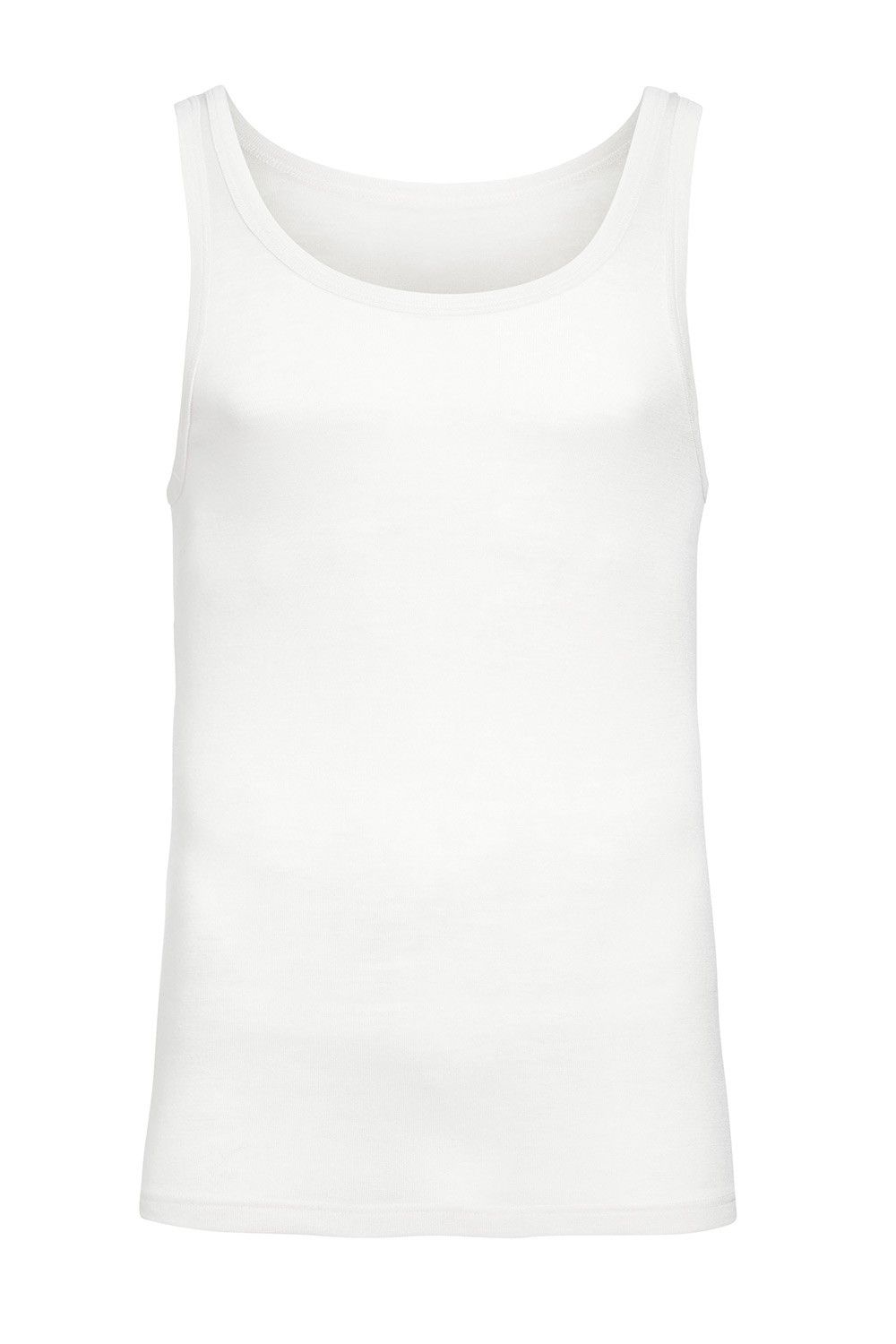 naturweißes Trägerhemd aus bio Wolle (kbT) und Seide, Freisteller von vorne