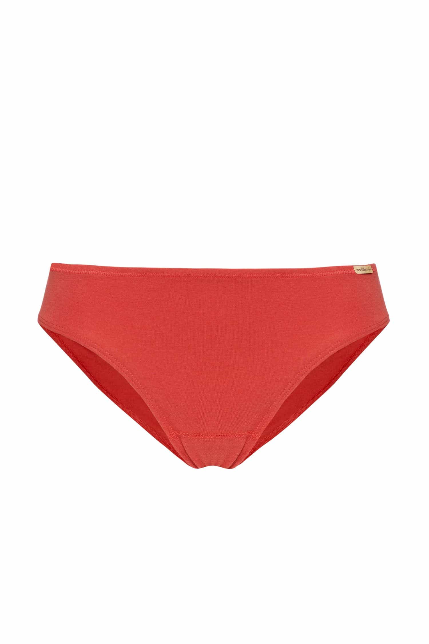 korallroter Slip aus bio Baumwolle (kbA) und Elasthan, Freisteller von vorne