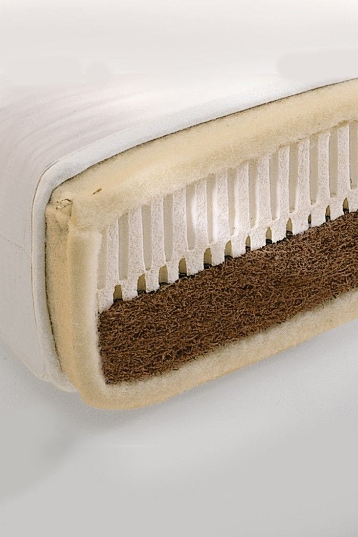 Querschnitt von Finkhof Wendematratze mit 80x200cm aus bio Wolle (kbT), Baumwolle (kbA), latex. Kokos und Naturkautschuk