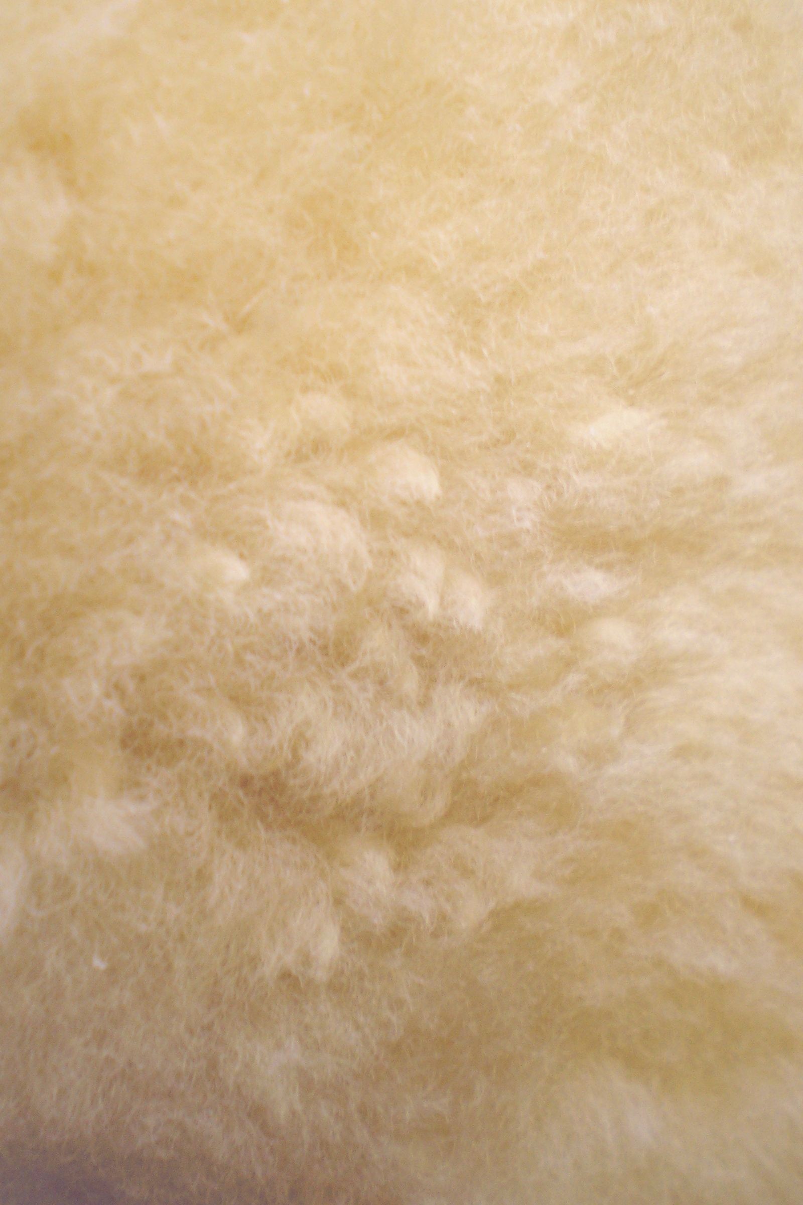 Nahaufnahme der Struktur des gelblichen relugan gegerbten Schaffell vom Finkhof