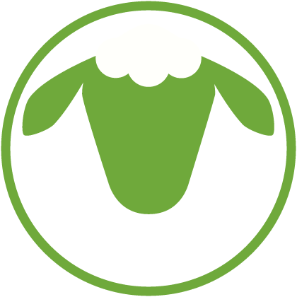 Finkhof Schafkopflabel mit grünem Schafkopf für pflanzlich gefärbte Produkte