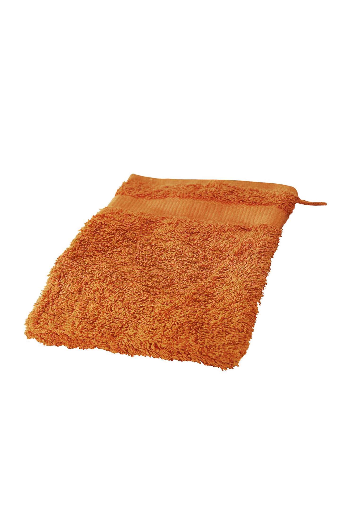 oranger Waschhandschuh aus bio Baumwolle (kbA), Freisteller