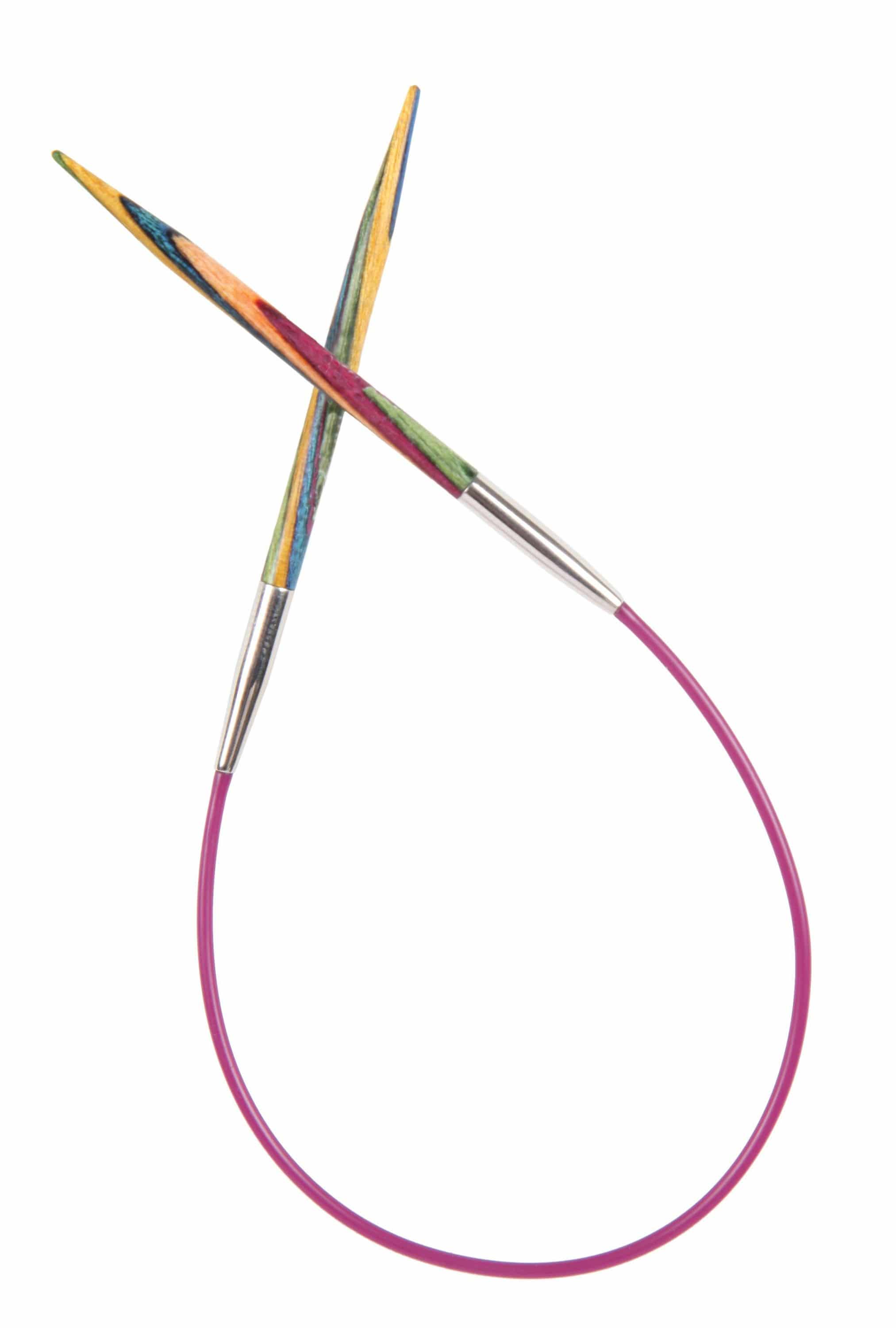dünne bunte Rundstricknadeln aus Birkenholz, Freisteller