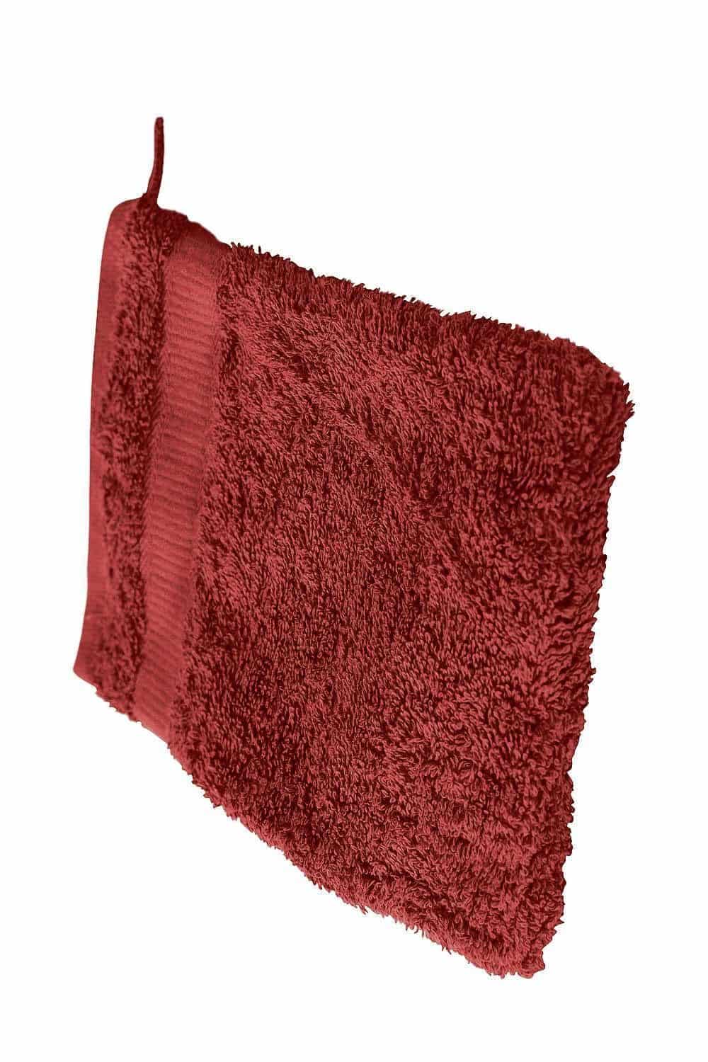 roter Waschhandschuh aus bio Baumwolle (kbA), Freisteller