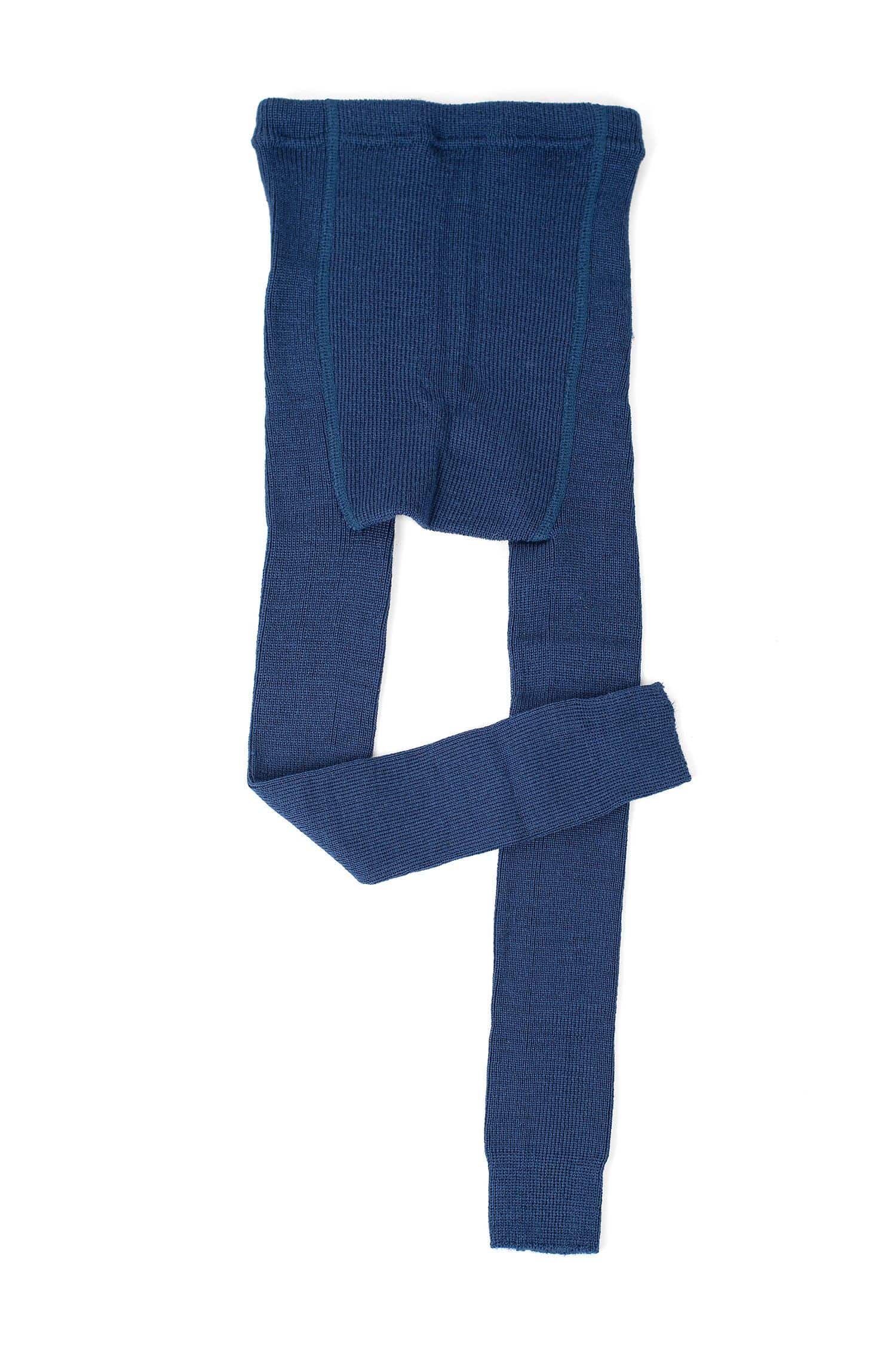 marineblaue Woll-Leggings aus bio Wolle (kbT), Freisteller von hinten
