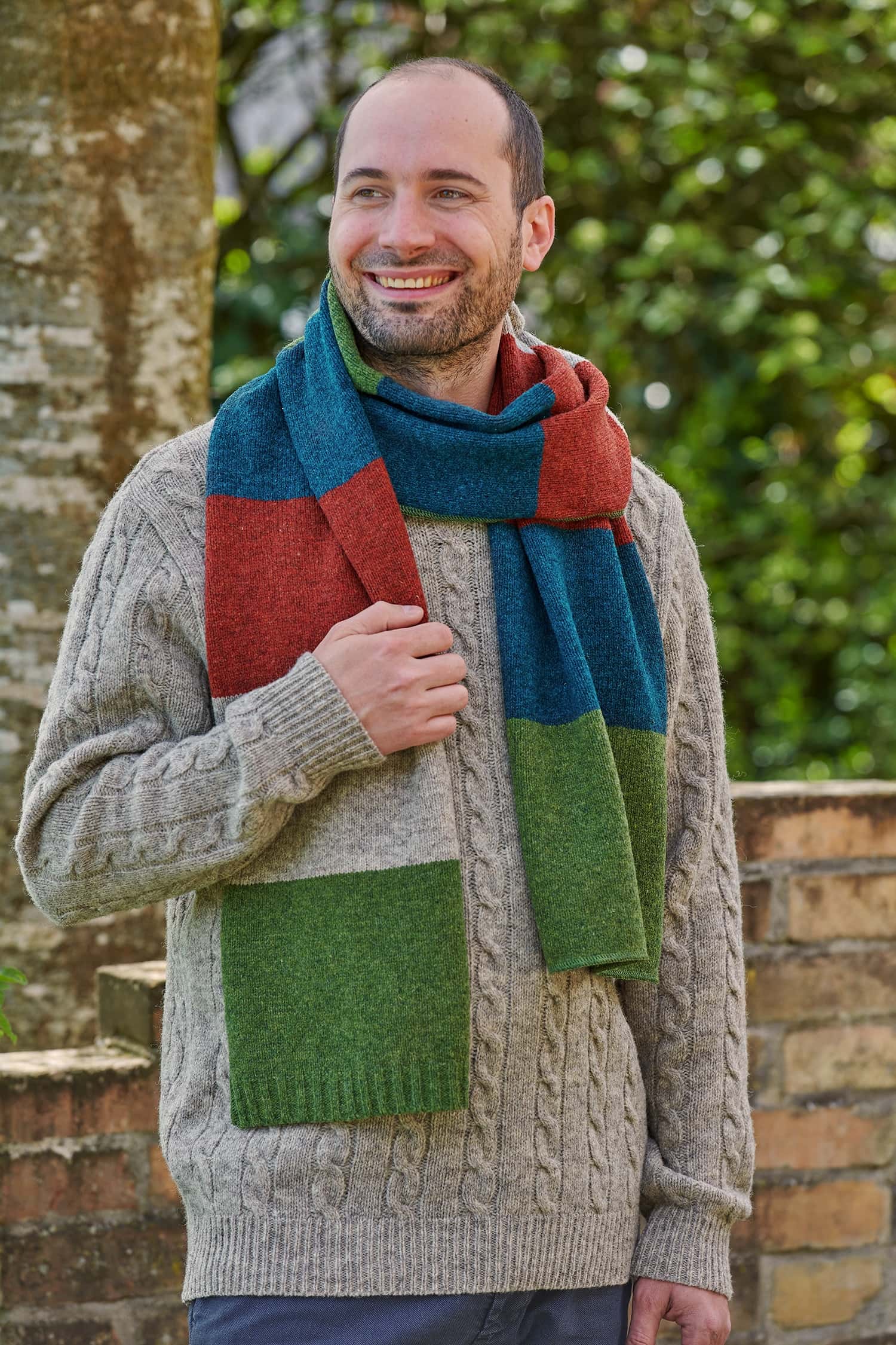 Strickschal gestreift aus Bio-Wolle bunt