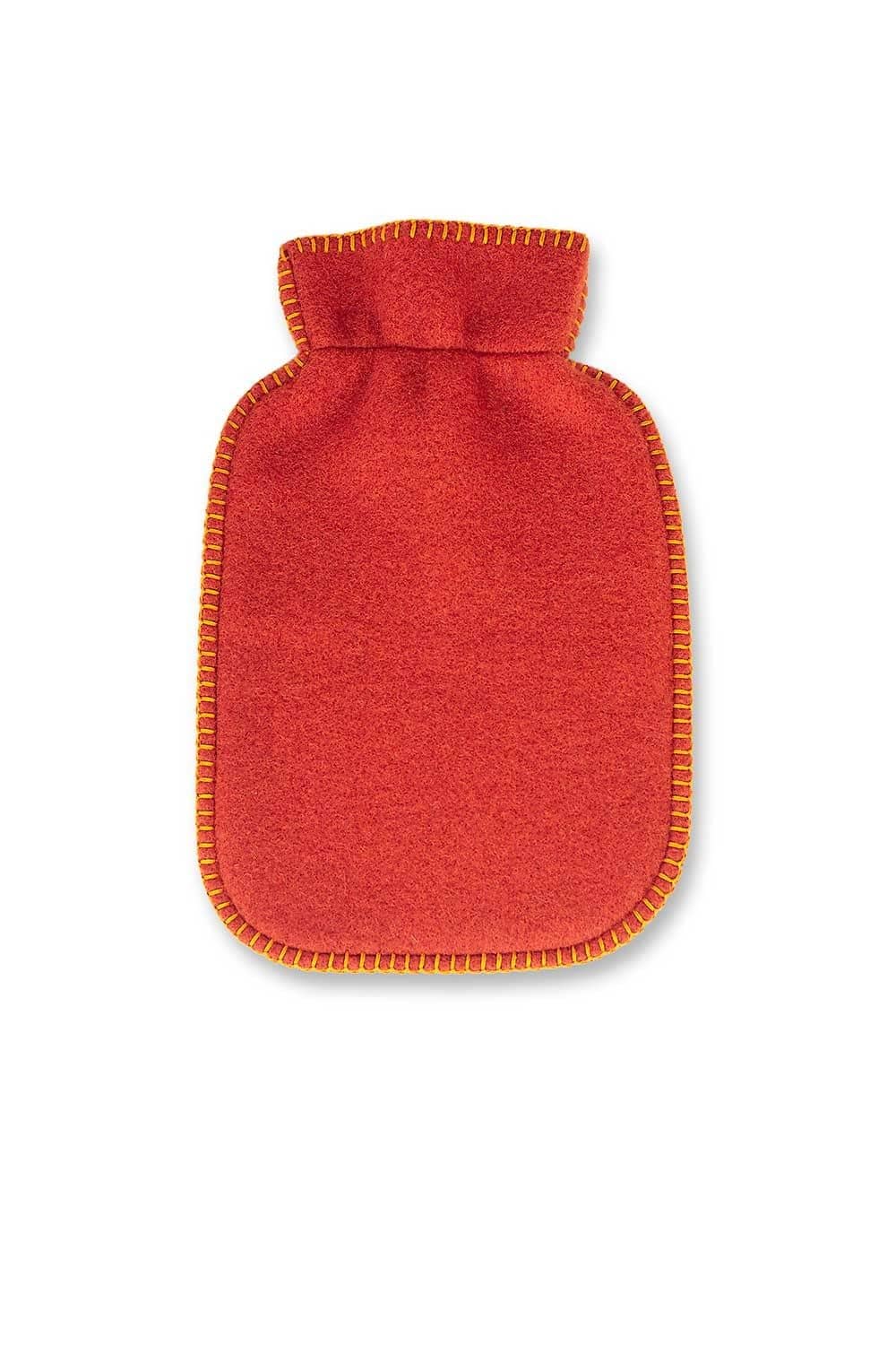 rostroter Wärmflaschenbezug aus bio Wolle (kbT) vom Finkhof