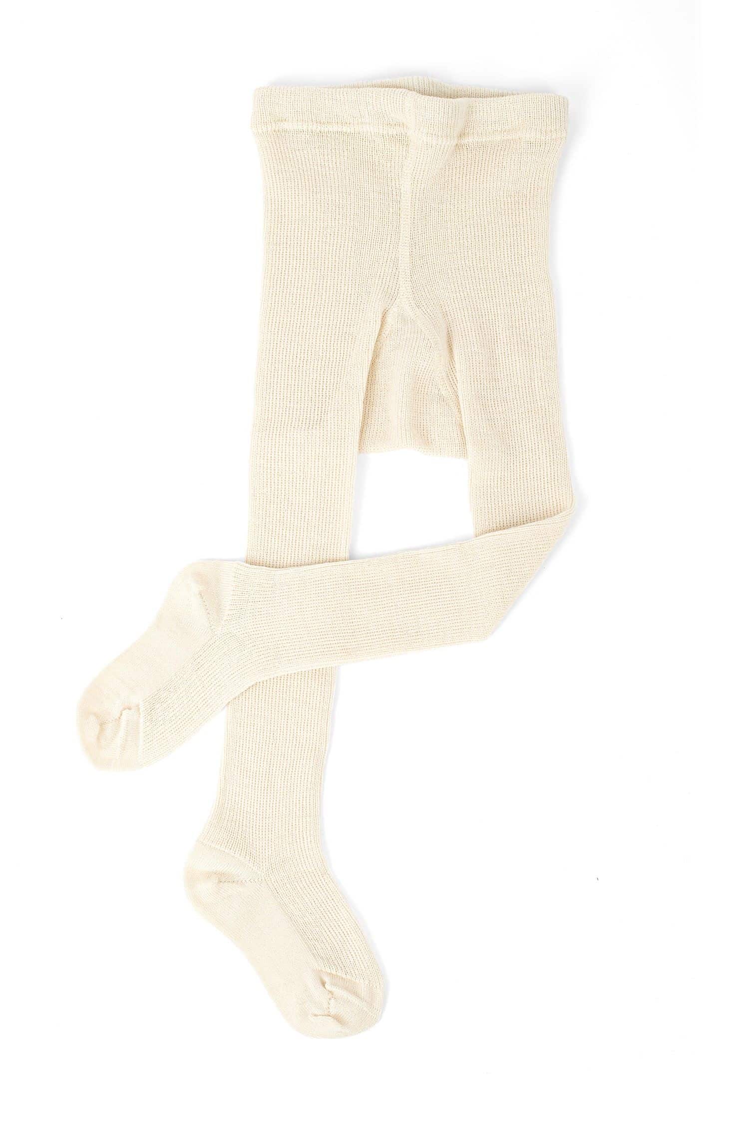 naturweiße Wollstrumpfhose aus bio Wolle (kbT), Freisteller von vorne