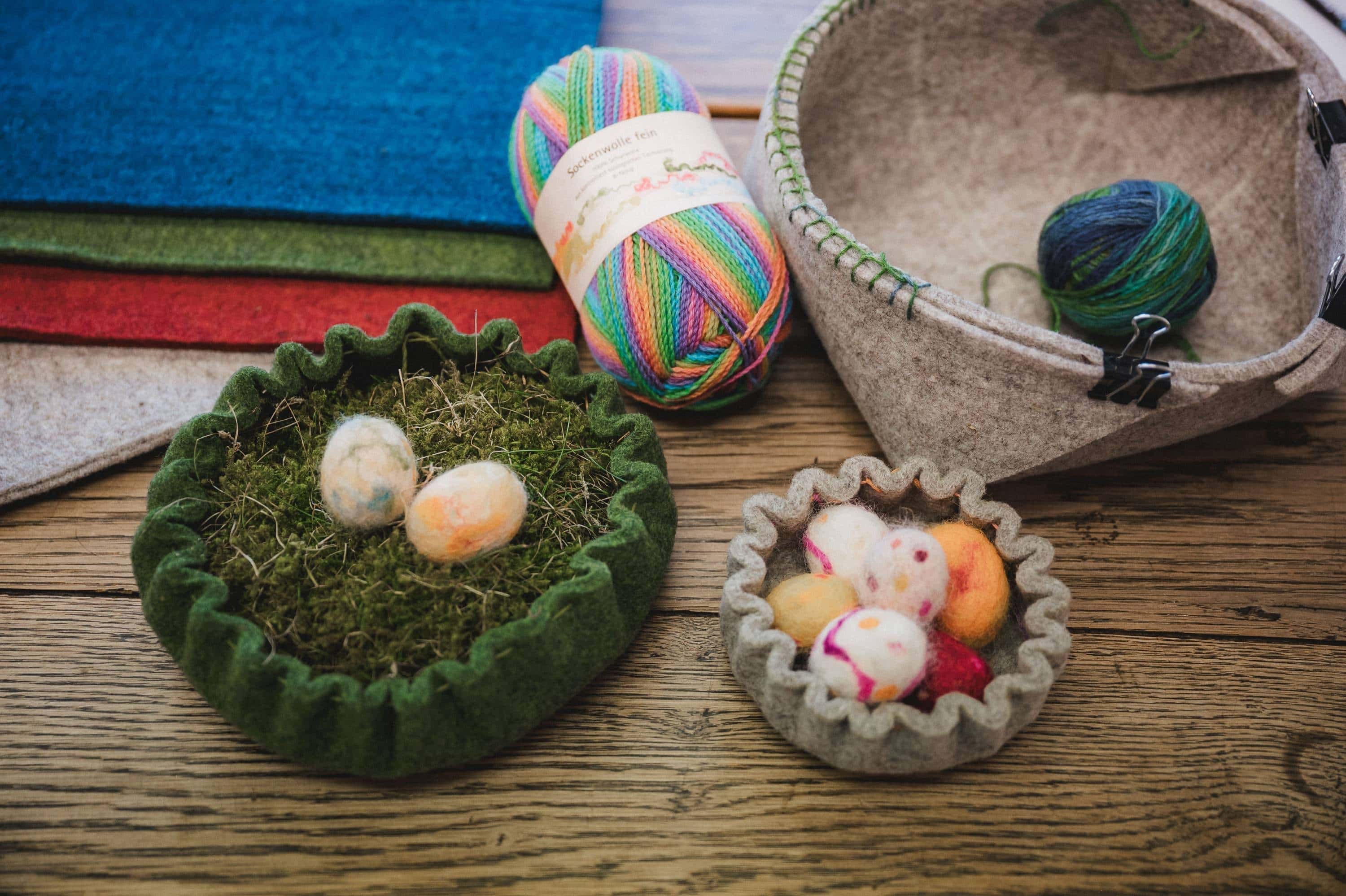 Bastelanleitung - Filzkörbchen aus Finkhof-Nadelfilz Osterdeko und Filzkörbchen vom Finkhof für die kostenlosen PDF Bastelanleitungen