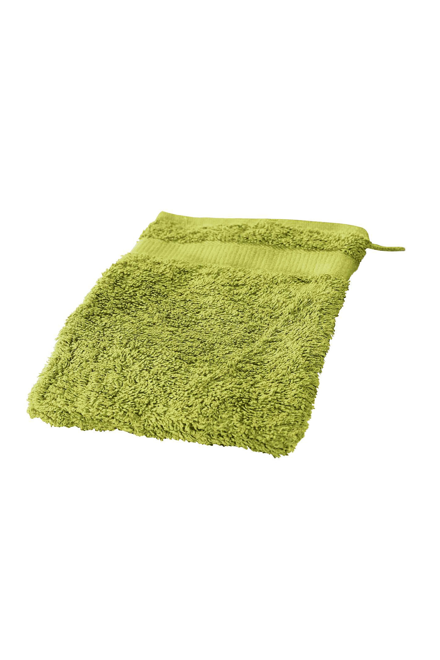 grüner Waschhandschuh aus bio Baumwolle (kbA), Freisteller