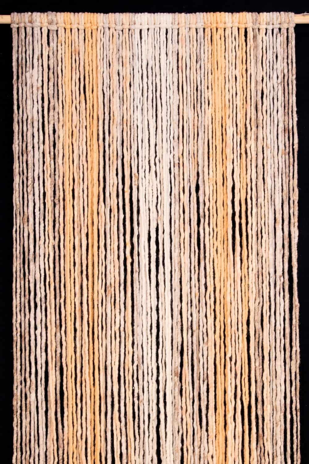 heller Türvorhang in flieder und orange aus Schurwolle und Jute vom Finkhof