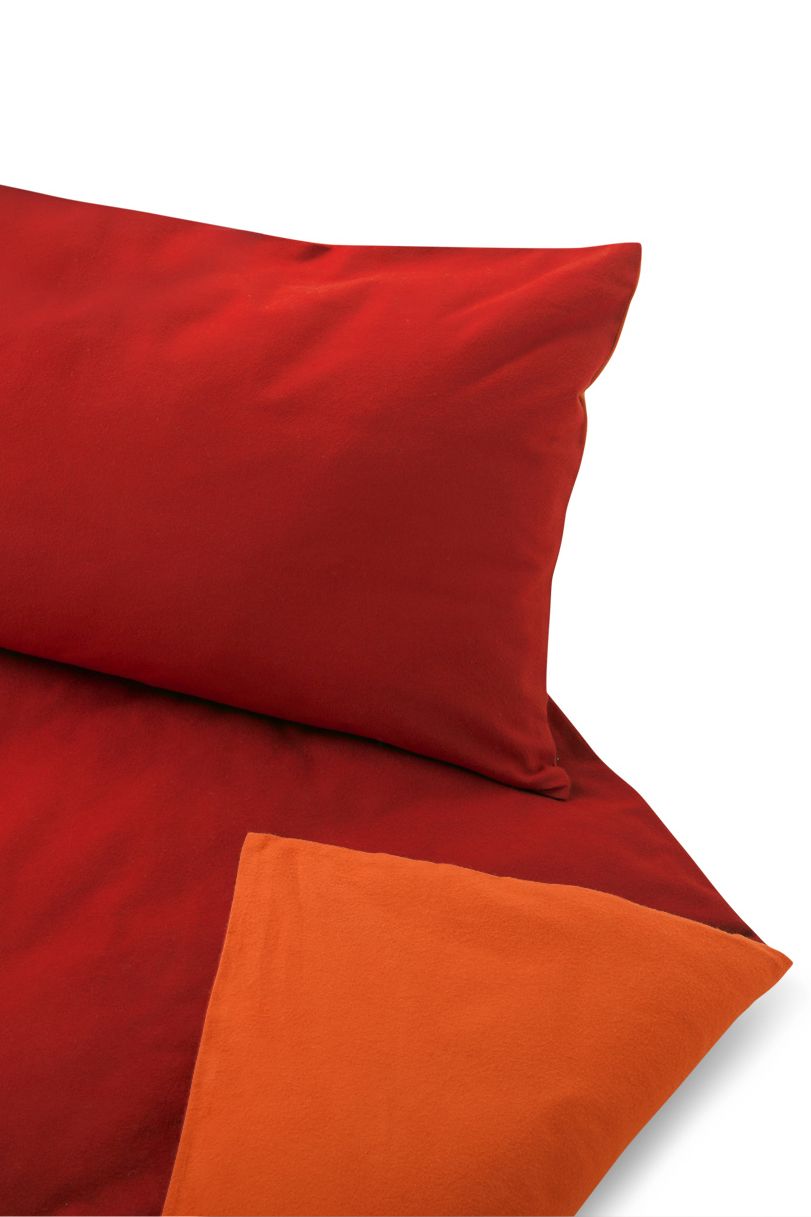 Kissenbezug Biberwendebettwäsche rot/orange 40 x 60 cm rot orange Biberwendebettwäsche aus bio Baumwolle (kbA)