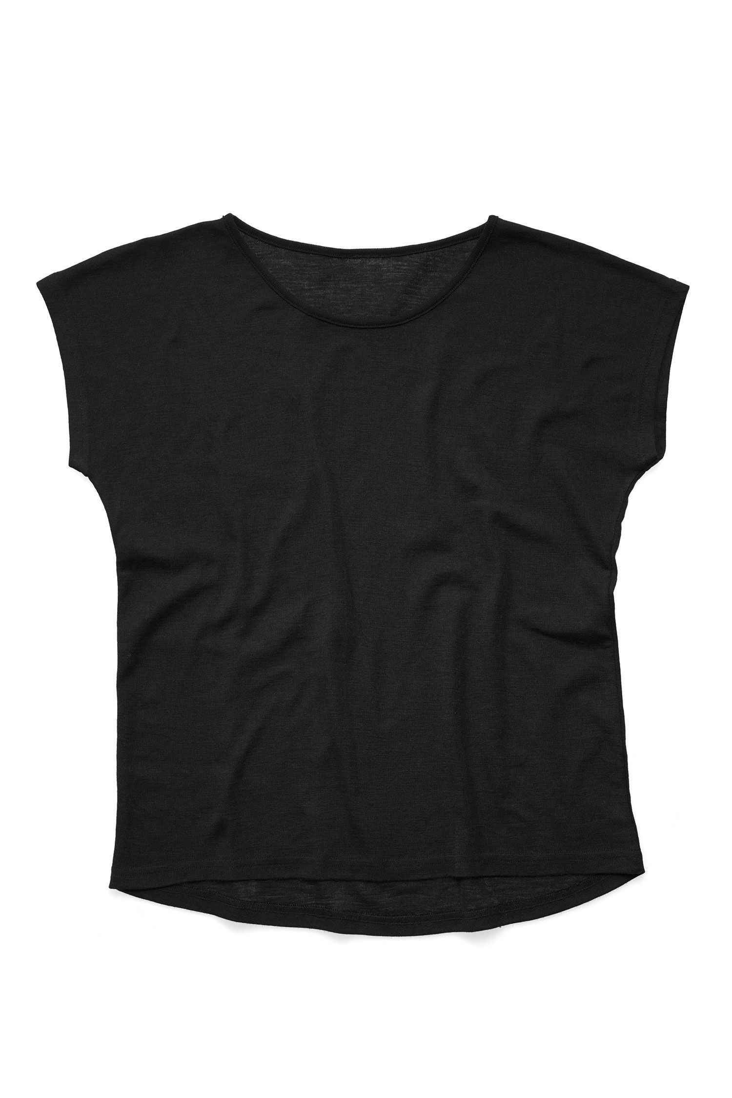 schwarzes oversize Shirt aus bio Wolle (kbT) und Seide, Freisteller