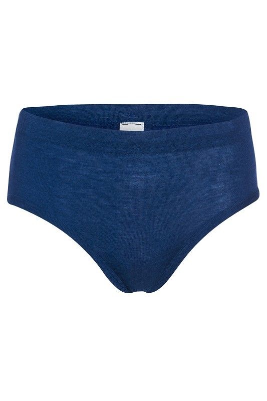 dunkelblauer Slip aus bio Wolle (kbT) und Seide, Freisteller von vorne