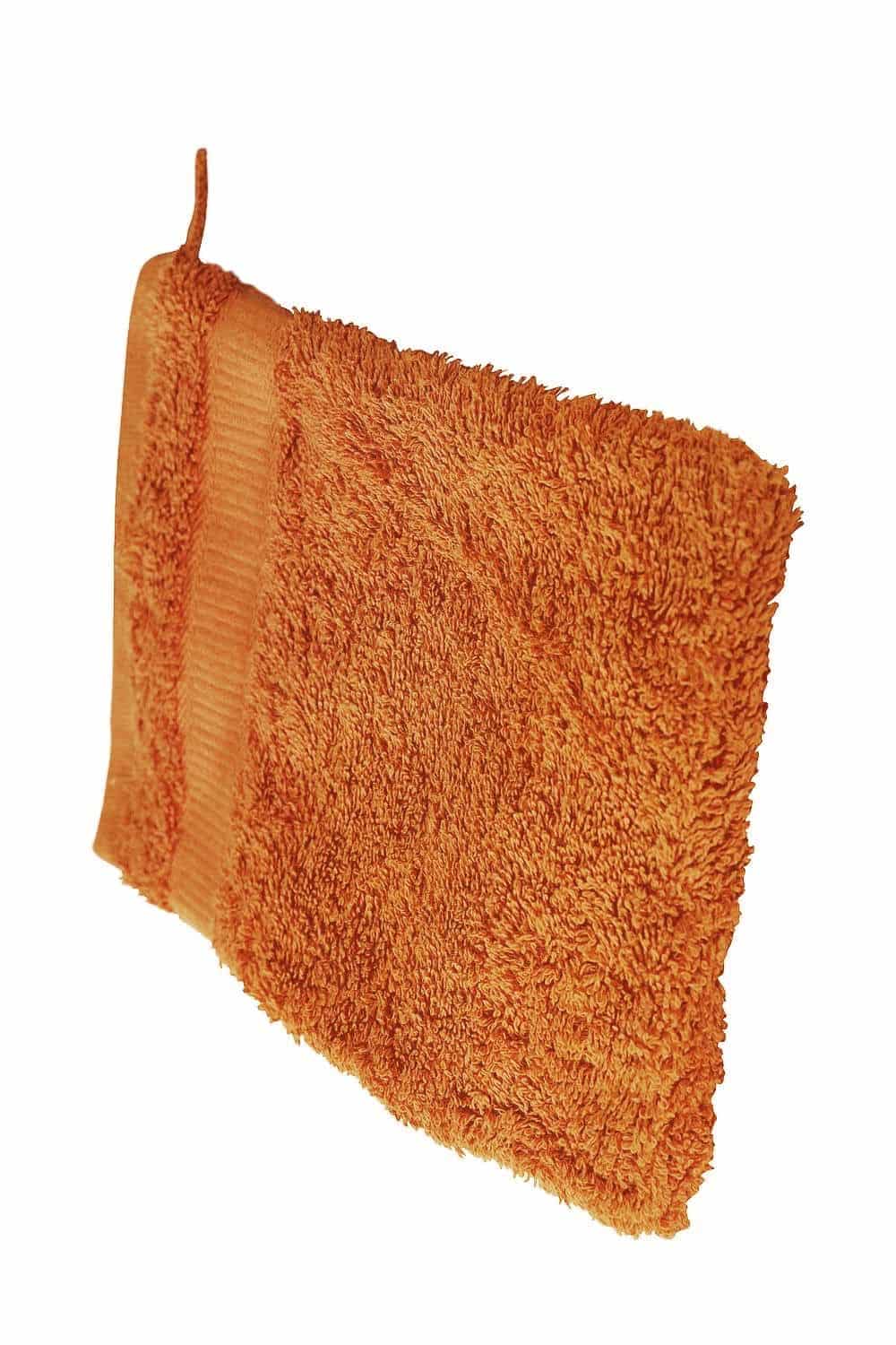 oranger Waschhandschuh aus bio Baumwolle (kbA), Freisteller