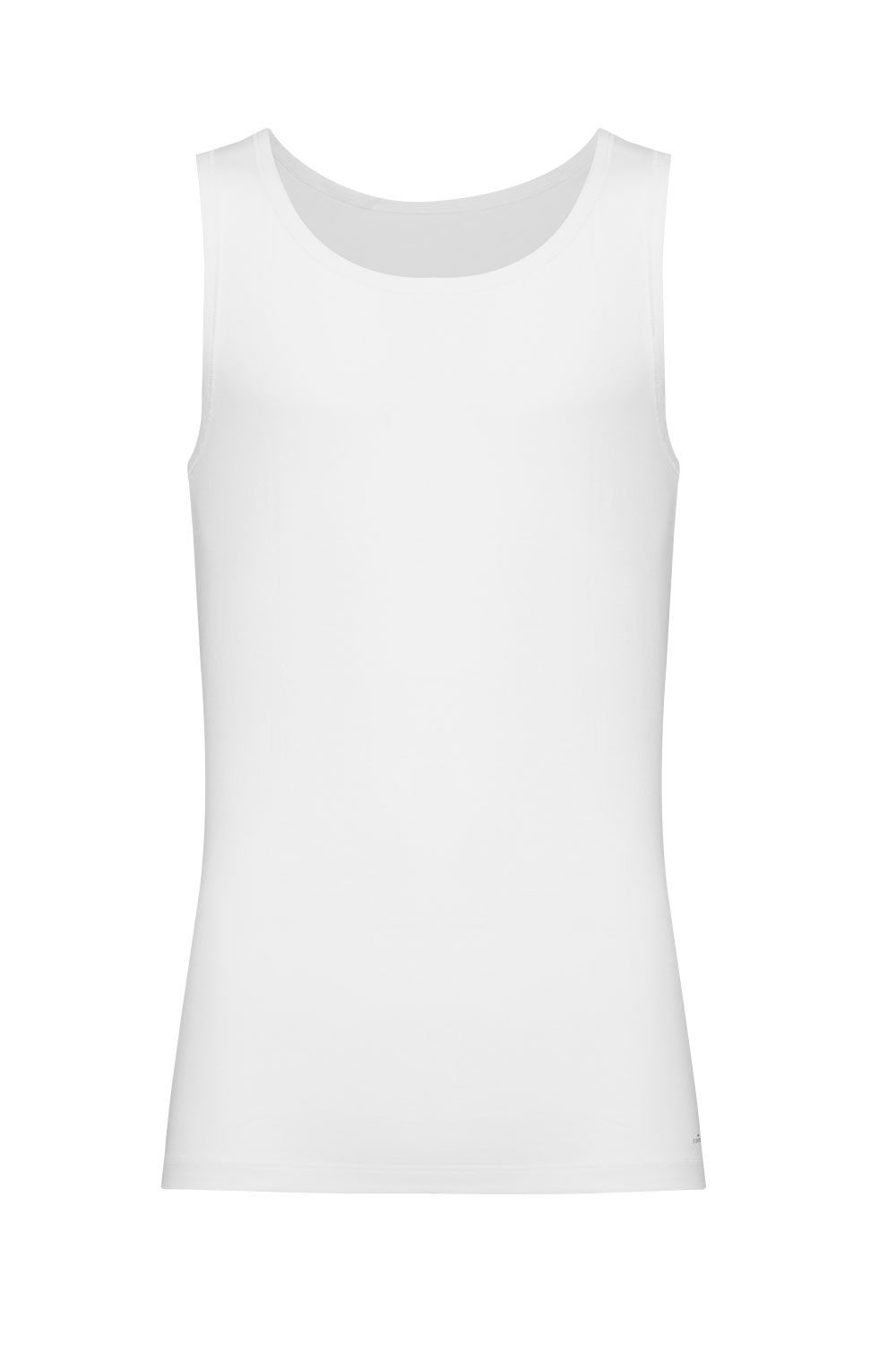 weißes Unterhemd für Herren aus bio Baumwolle (kbA) und Elasthan, Freisteller von vorne