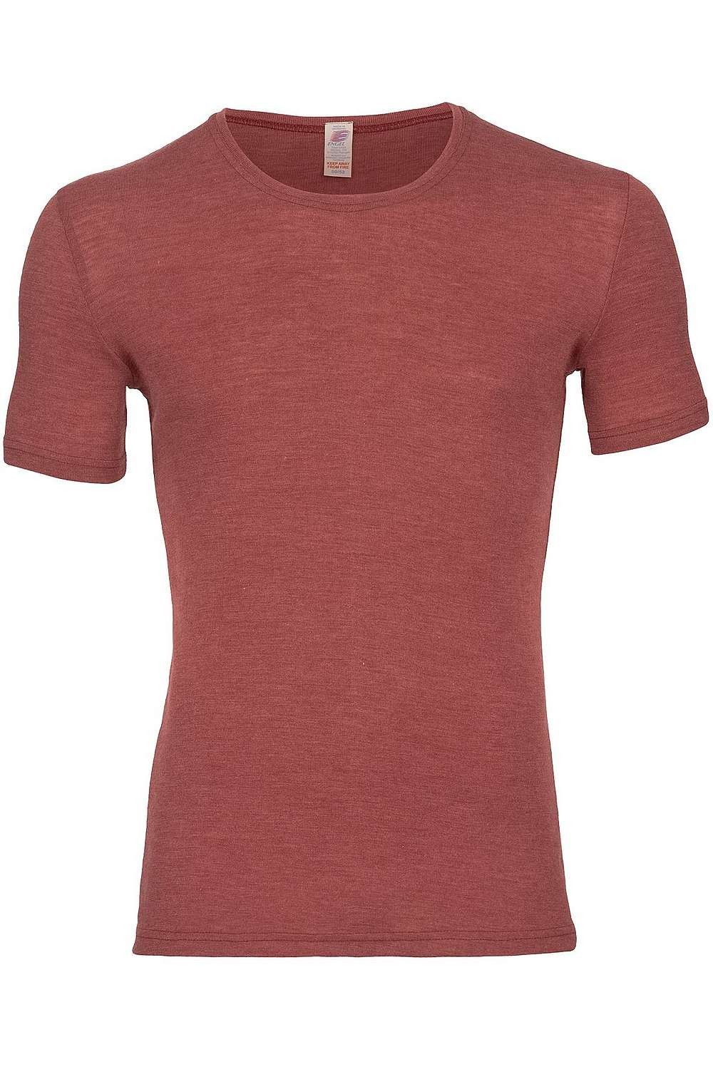 rostrotes Kurzarmshirt für Herren aus bio Wolle (kbT) und Seide, Freisteller