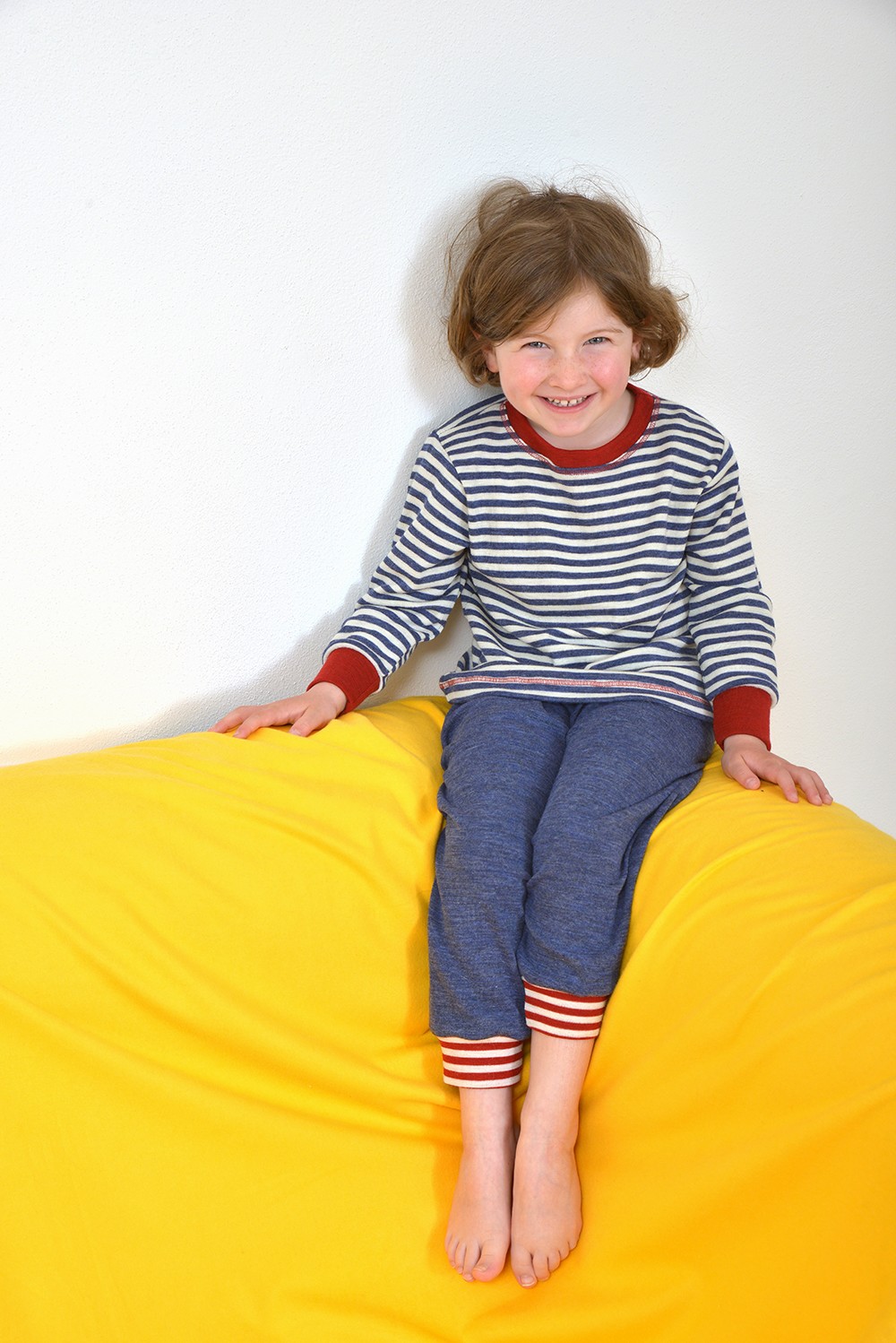 Kinder-Schlafanzug Pulli blau/weiß Gr. 140
