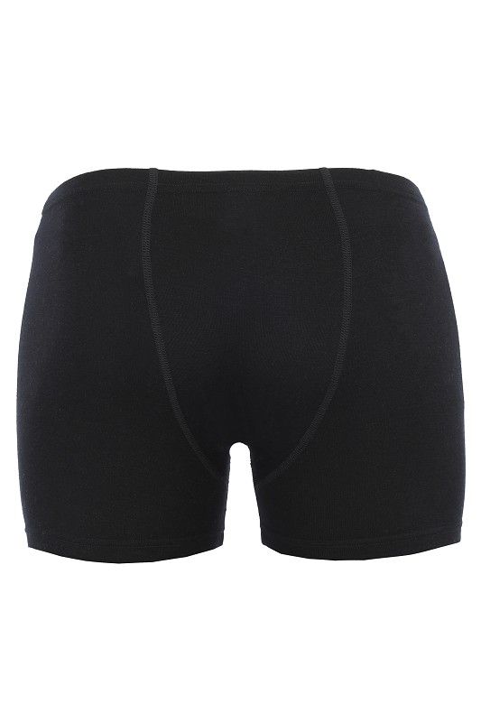 schwarze Wolle Seide Pants aus bio Wolle (kbT) und Seide für Herren, Freisteller von hinten