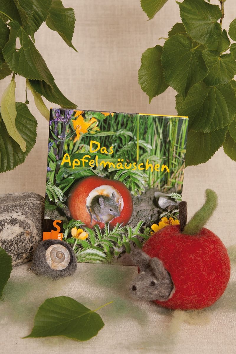 Das Apfelmäuschen Buch ,, Das Apfelmäuschen" in thematisch passender Filzumgebung