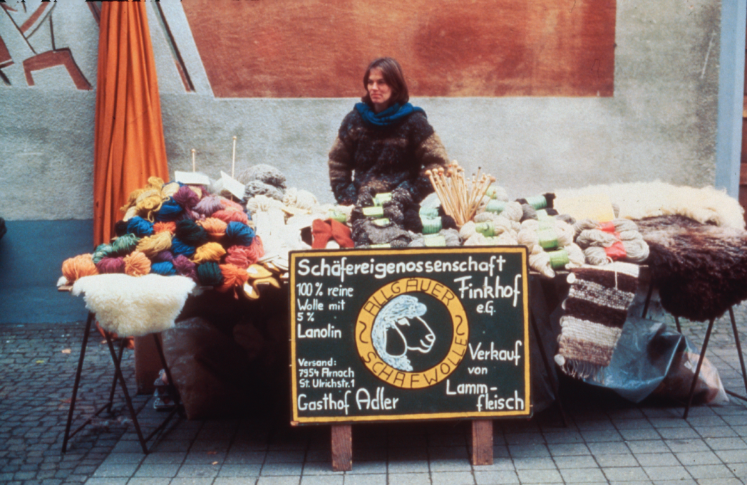 Finkhof Stand auf dem Wochenmarkt 1976