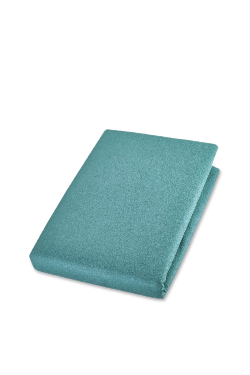 Biberspannlaken türkis 180 x 200 cm gefaltetes türkises Biber-Spannbettlaken aus bio Baumwolle (kbA), Freisteller