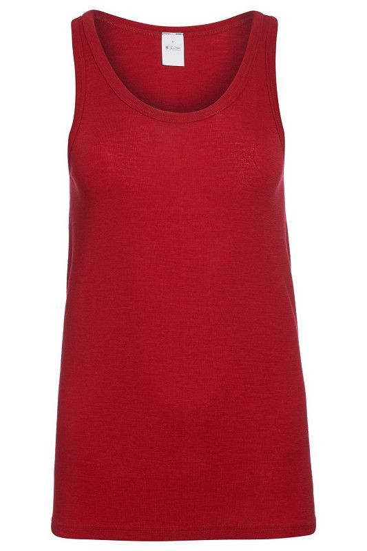 rotes Unterhemd mit breiten Trägern aus bio Wolle (kbT) für Frauen, Freisteller von vorne